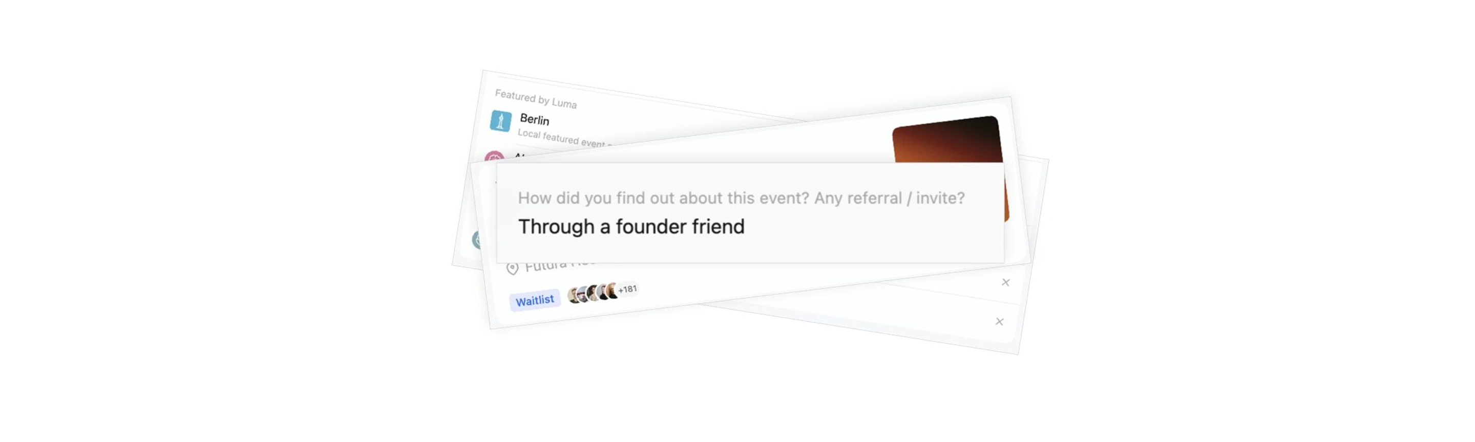 Futura House event featured on Luma, with a waitlist and a referral from a founder friend